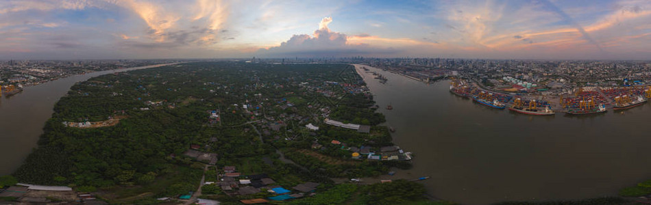 在船厂360度全景物流进出口和运输行业背景下图片