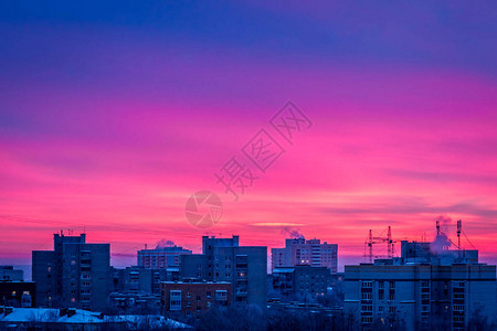 夕阳红云城市建筑图片