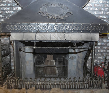 相片背景壁炉用金属装饰的铁焊图片