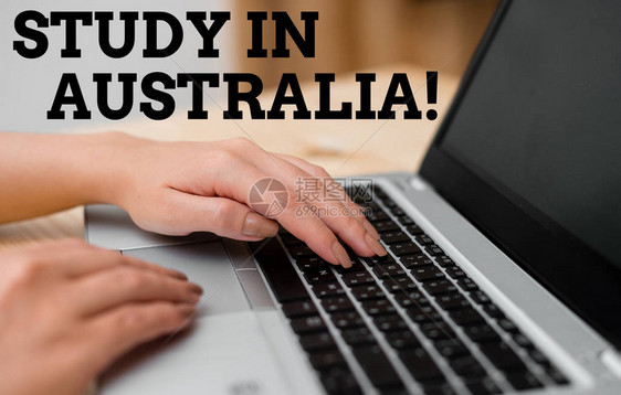 显示在澳大利亚学习的文字符号商务照片文本进入国外订单完成您的学习女笔记本电脑智能手机杯子办公图片