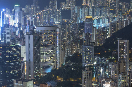 香港城市鸟瞰夜景图片