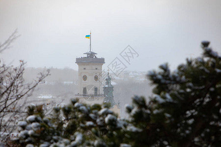 冬季风雪天气下雪时的lviv图片