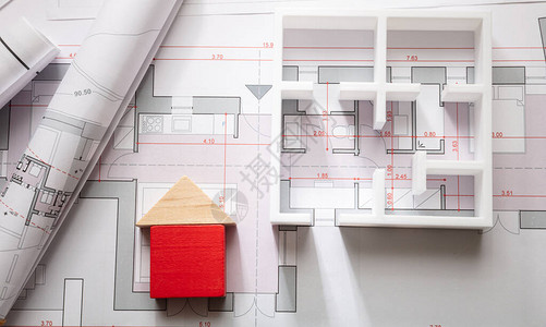 住宅建筑项目建筑设计图纸计划和房屋图片