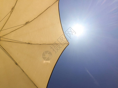 夏日阳光下的沙滩伞图片