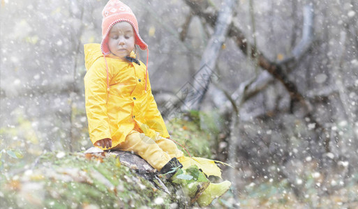 蹒跚学步的孩子们在秋天的公园里散步秋林初霜雪孩子们在公园背景图片