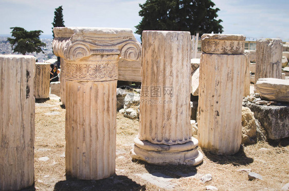 希腊古希腊雅典卫城不同柱图片