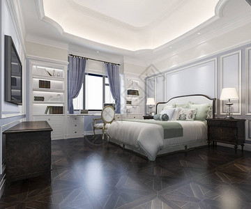 3D在酒店提供美丽的经典豪华卧室套房图片