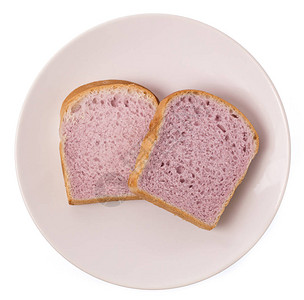 切片面包在盘子上图片