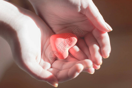 手牵红心保健爱与支持器官捐赠家庭保险和企业社会责任概念世界心脏日世界卫生日全背景图片