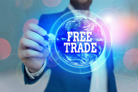 手写文本自由贸易概念国际贸易在没有关税的情图片