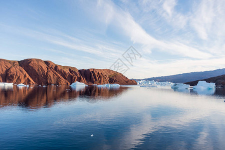 夏天格陵兰有美丽的风景和冰山阳图片