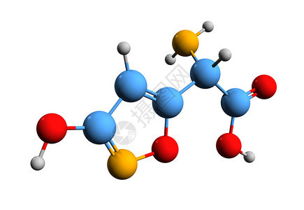 3D白底分离的ibotenc酸骨骼配方Ibotate分子化学背景图片