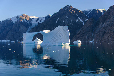 夏天格陵兰有美丽的风景和冰山阳图片