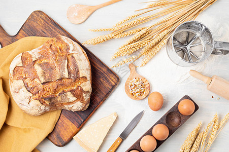 健康饮食家庭烹饪购买当地食谱面包食谱概念顶图片