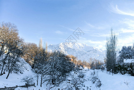 乌兹别克斯坦的冬季雪山图片