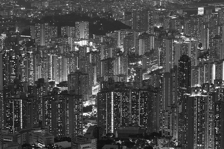 香港城市鸟瞰夜景图片