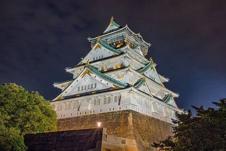 日本大阪城主夜景图片