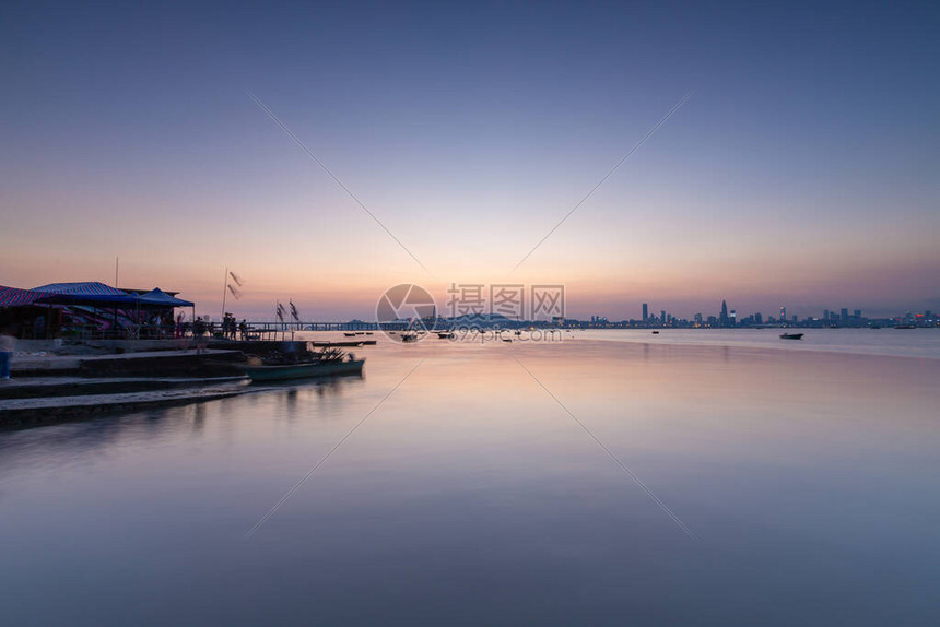 在流浮山的香港日落图片