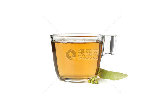 在白色背景上分离的菩提茶杯图片