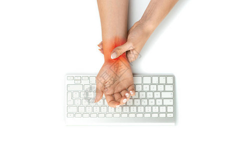 正中神经手痛的腕管女人受伤手腕关节炎办公室综合症是计算机的后果受伤的原因包括骨折关背景图片