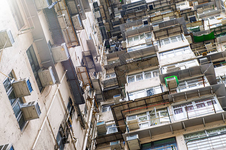 香港的民居区人口拥挤的住宅楼宇众图片
