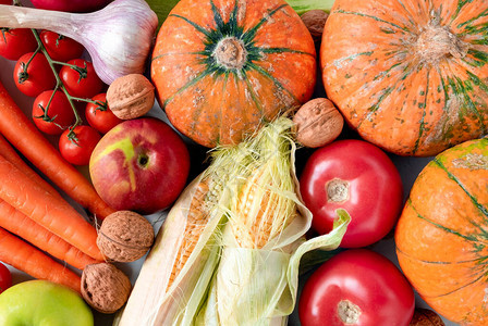 季节秋天蔬菜的近距离食物背景图片