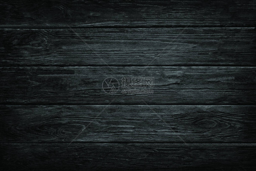 木制深黑色复古破旧木板墙桌子地板纹理横幅背景木黑板纹理垃圾办公桌照片样机壁纸设计用于装饰咖啡厅面包店图片