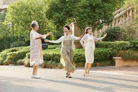 老年女性户外聚会舞蹈图片