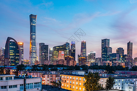 北京国贸CBD夜景建筑高清图片素材