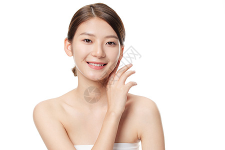 青年女性美妆护肤面部展示高清图片