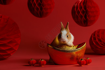 兔年兔子新年氛围装饰图片