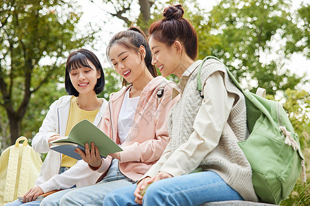 学生同学坐在一起看书青年高清图片素材