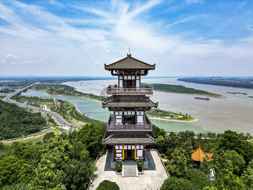 湖北鄂州西山4A景区古建筑楼阁图片