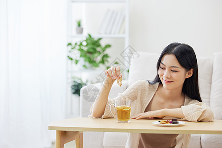 秋冬女性居家休闲生活高清图片