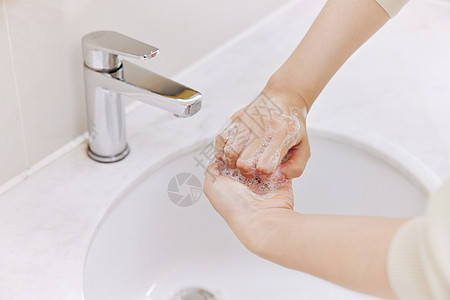 七步洗手法洗手消毒特写图片