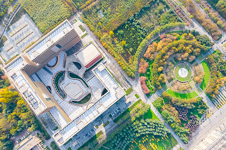 学校建筑航拍秋季里的西安电子科技大学背景