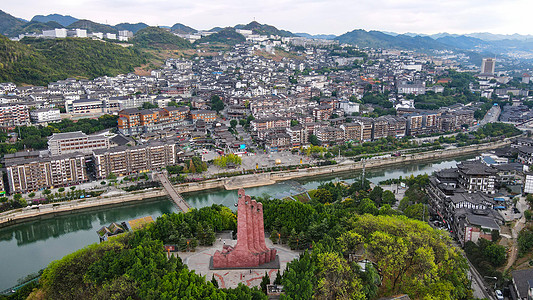 四渡赤水茅台镇航拍建筑群背景