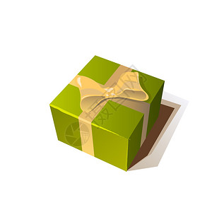 绿色礼品盒带有金丝带图片