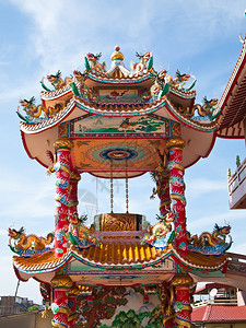 NaZha荣耀之神寺庙中蓝天的庙宇泰国清图片