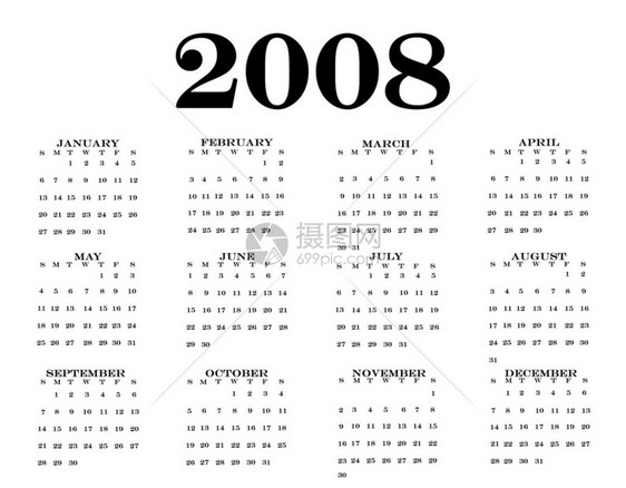 2008年日历图片
