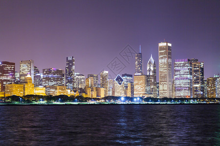 芝加哥天际线夜景图片