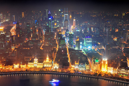 黄浦河上空的上海城市图片