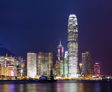 城市夜景车流香港城市夜景背景