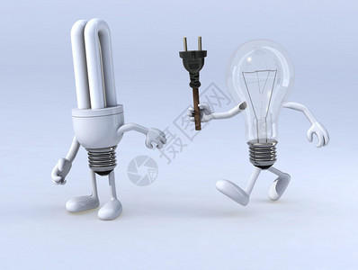 灯泡和荧光灯创新概念或专门知识交流图片