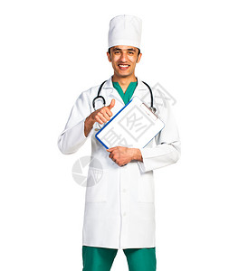 白色背景有健康纪录的阿拉伯阿拉伯国籍医图片