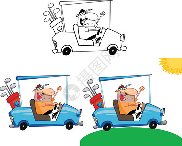 GolfCartCartoon字符设置集图片