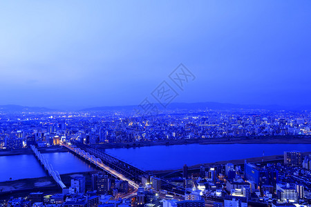 日本大阪府大阪市的大阪夜景图片