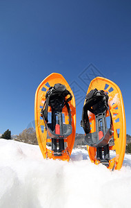 在山雪上游览的橙色SNO图片