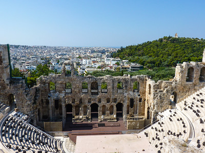 从希腊雅典著名的Odeon剧院的Acro图片