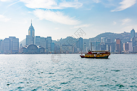 香港维多利亚港和城市的背景情况图片